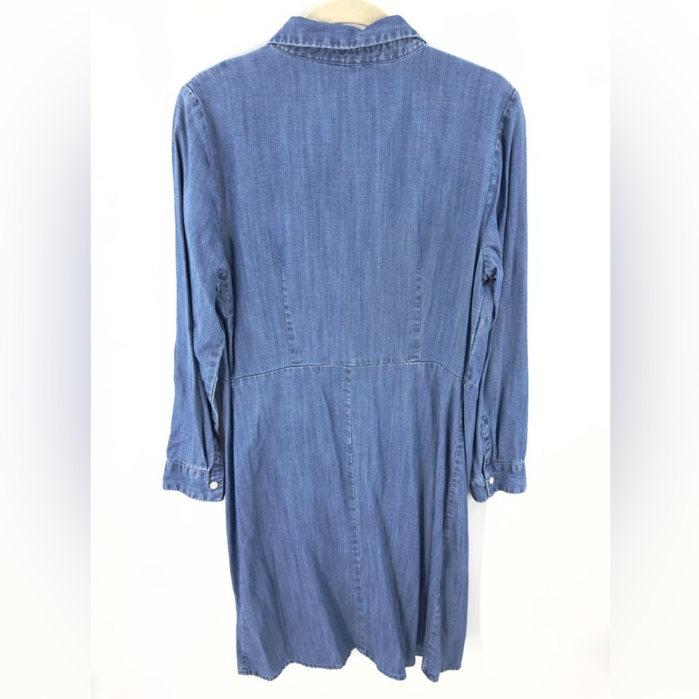 Talbots Denim Shirt Dress Womens 10 Petite Button Down Classic Preppy Minimalist - Picture 3 of 8